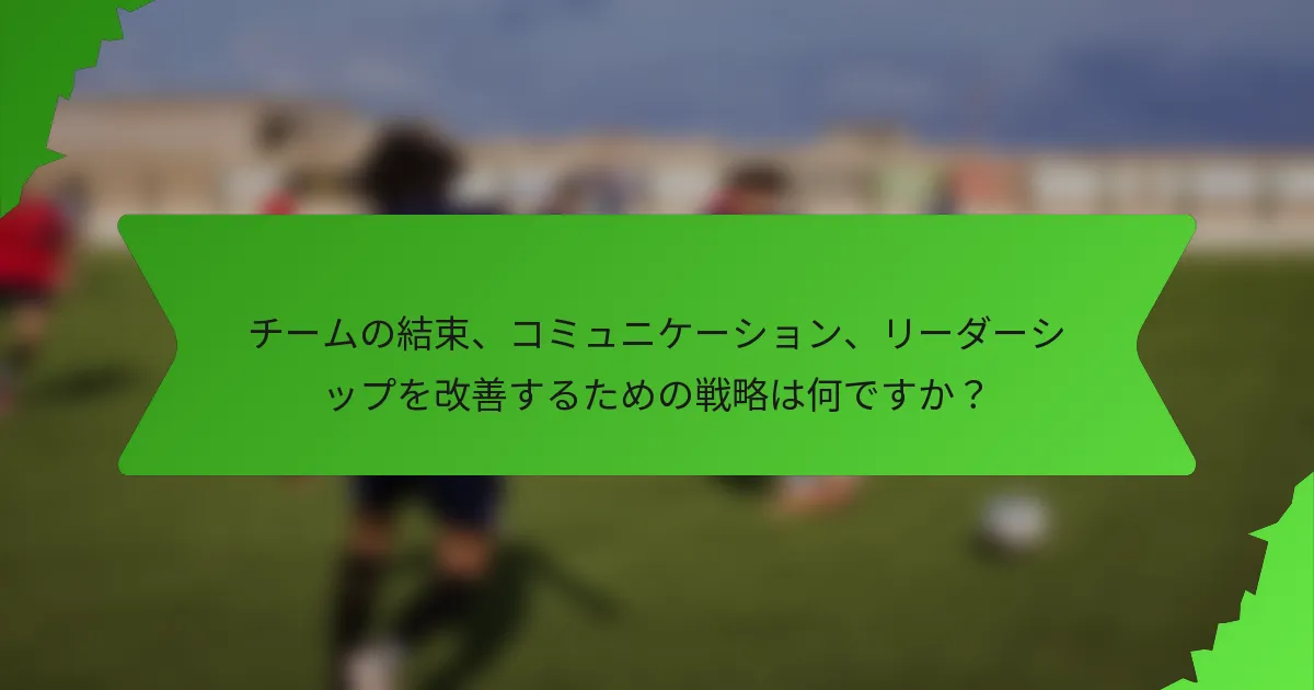 チームの結束、コミュニケーション、リーダーシップを改善するための戦略は何ですか？